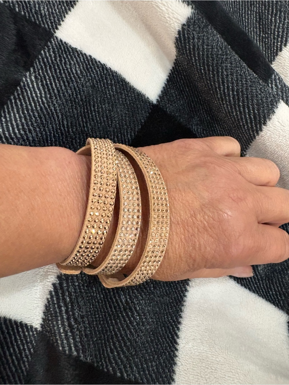 Touchstone Crystal Three-Row Wrap Bracelet in Rose Gold  (IN BOX)